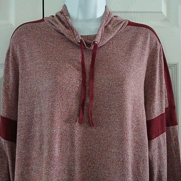 St John's Bay maroon lightweight long sleeve drawstring collar top Sz XXL - Picture 3 of 5